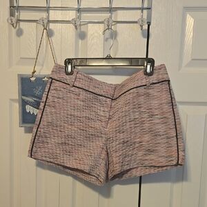 LOFT Pink Tweed Shorts with Black Trim